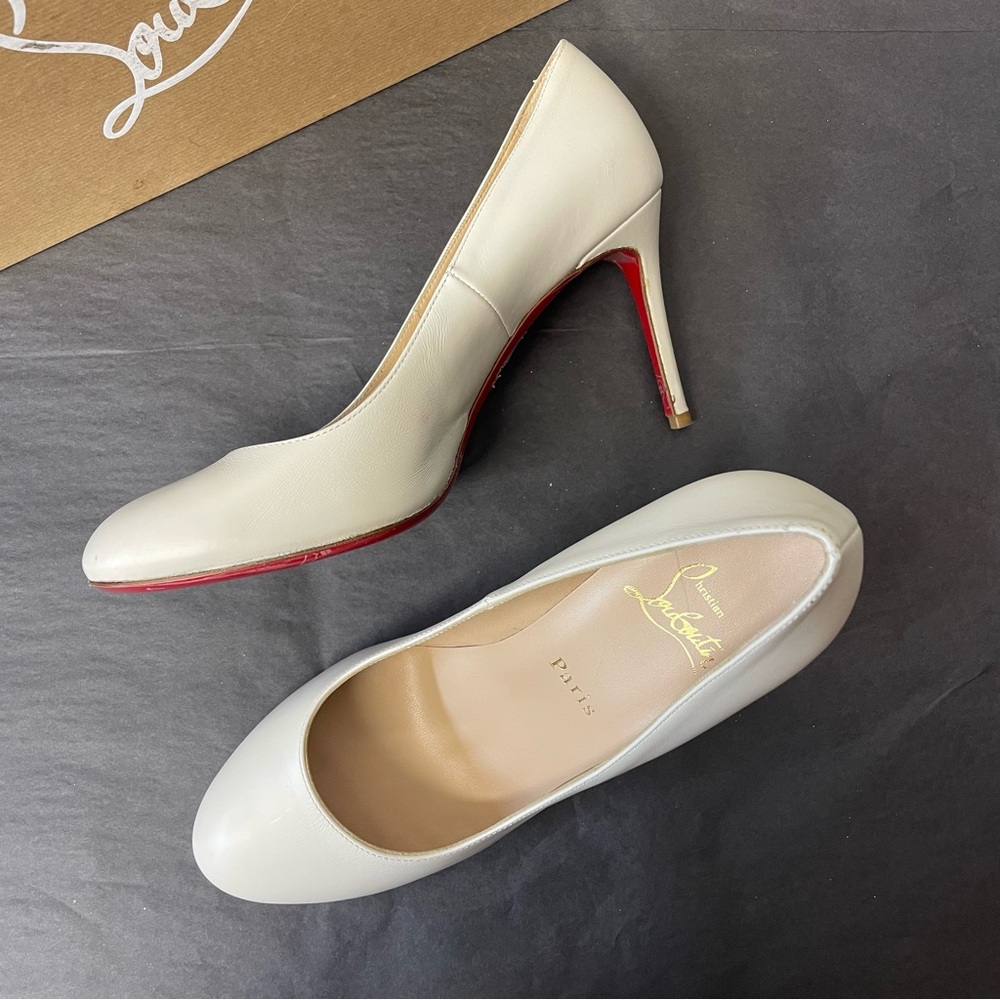 Christian Louboutin Fifi Off White 85 mm Round toe Pumps size 38 - Picture 7 of 13